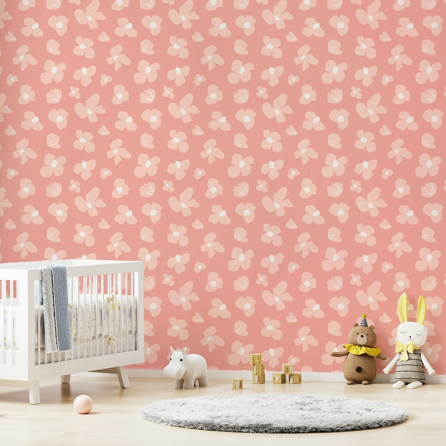 Blush pink wallpaper in a vintage-inspired room, GD956