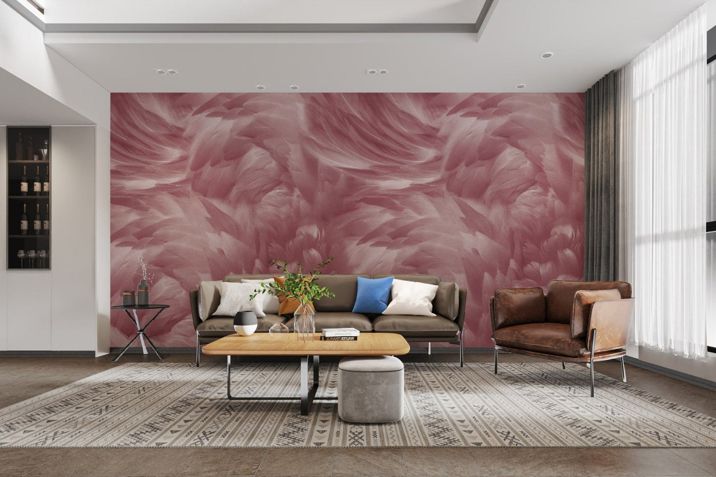 Chic blush feather wall art design
