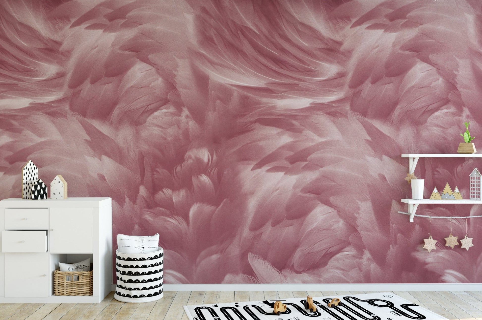 Elegant blush feather wallpaper print
