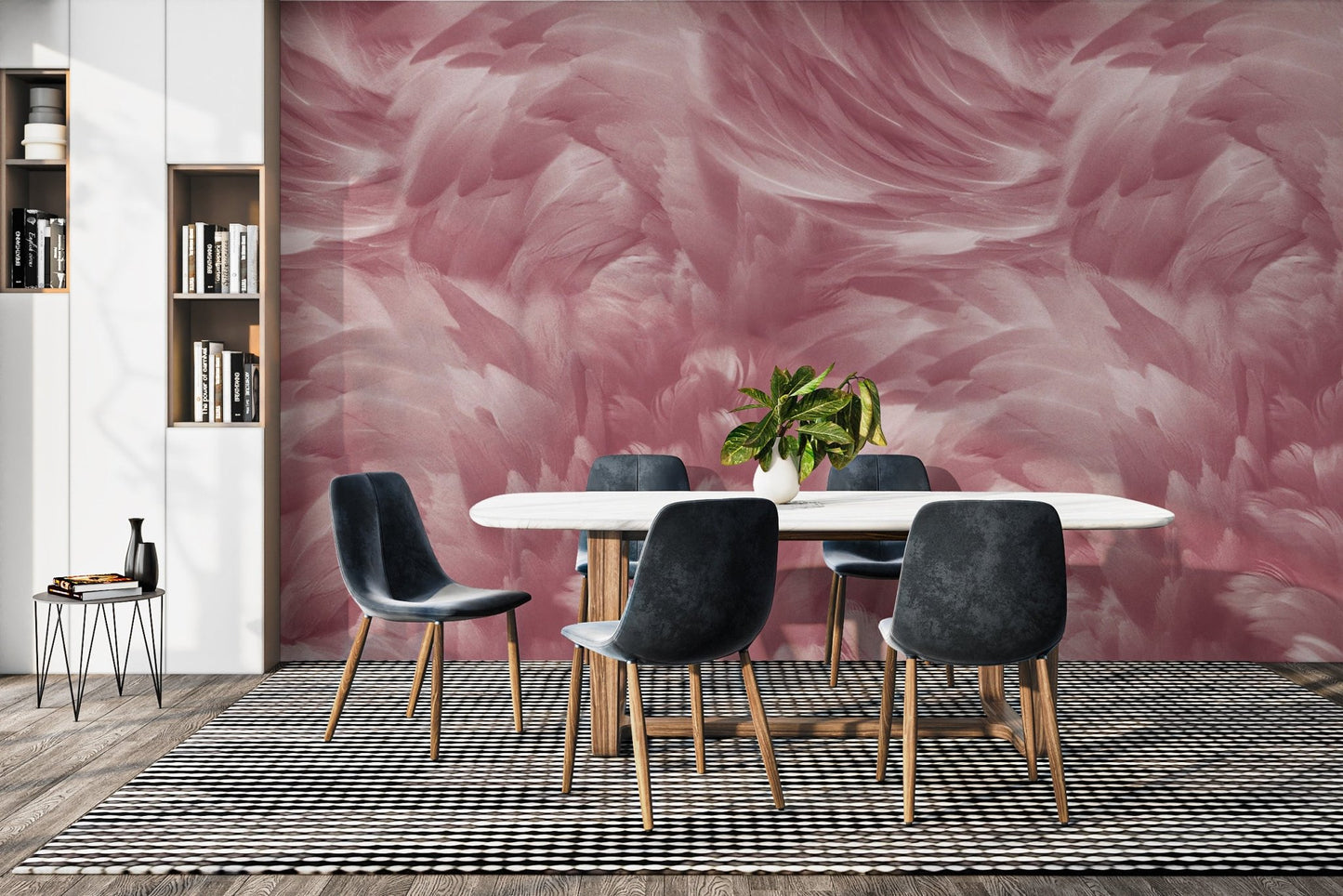 Stylish blush feather wall covering
