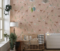 Soft ivory deer wallpaper for nurseries
