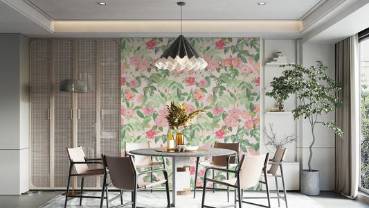 Beautiful blush rose wallpaper for a delicate home style

