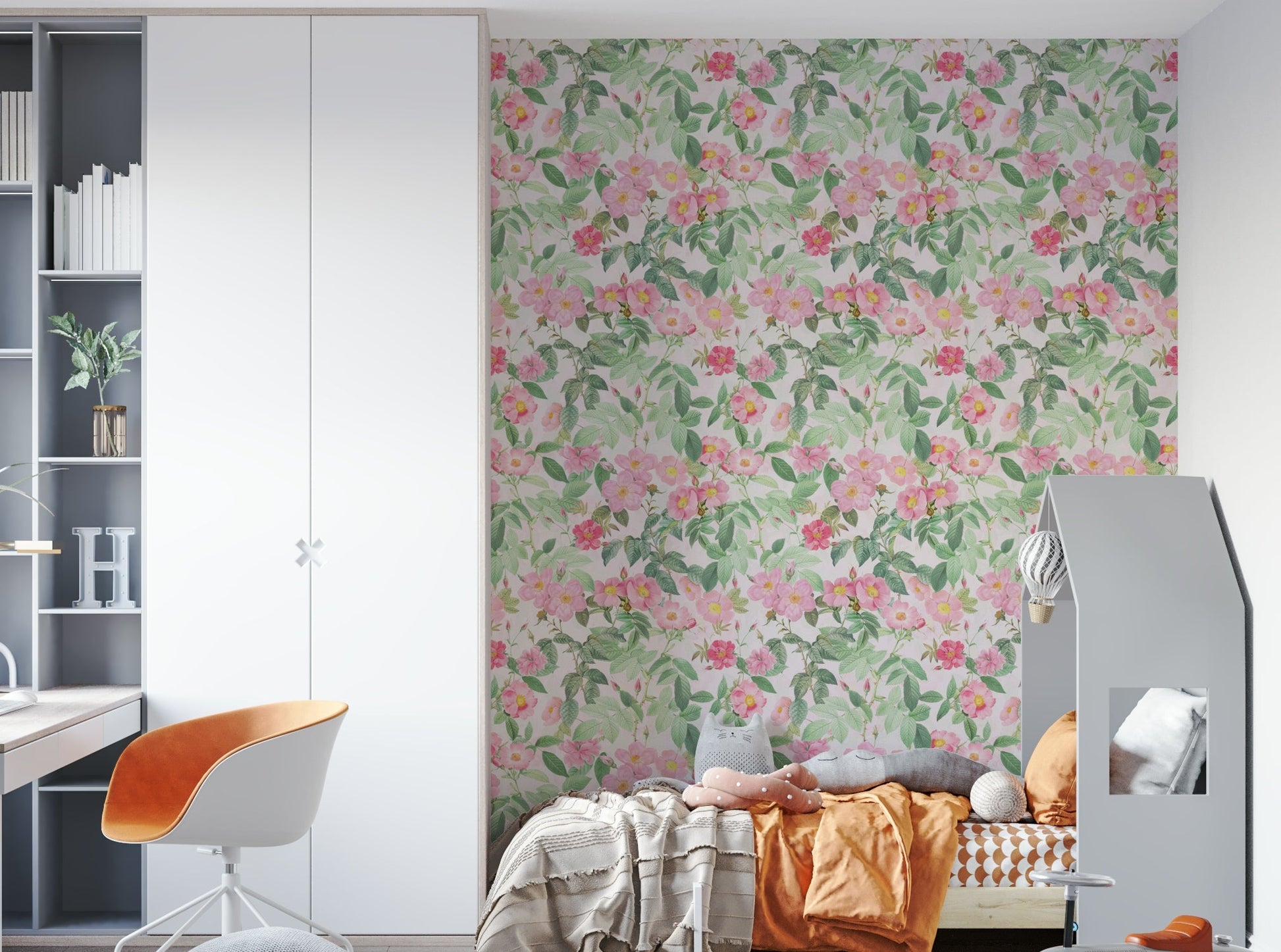 Blush rose garden wallpaper adding elegance to interiors

