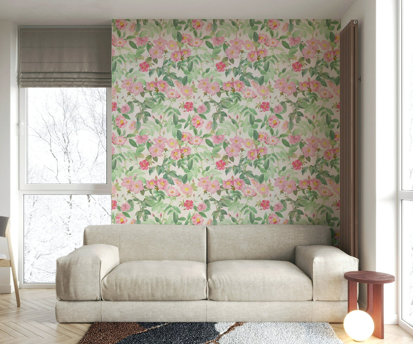 Subtle blush rose wallpaper for timeless room design

