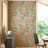 Vintage-inspired blush rose garden wallpaper for walls

