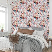 Blush rose wallpaper with soft stripes

