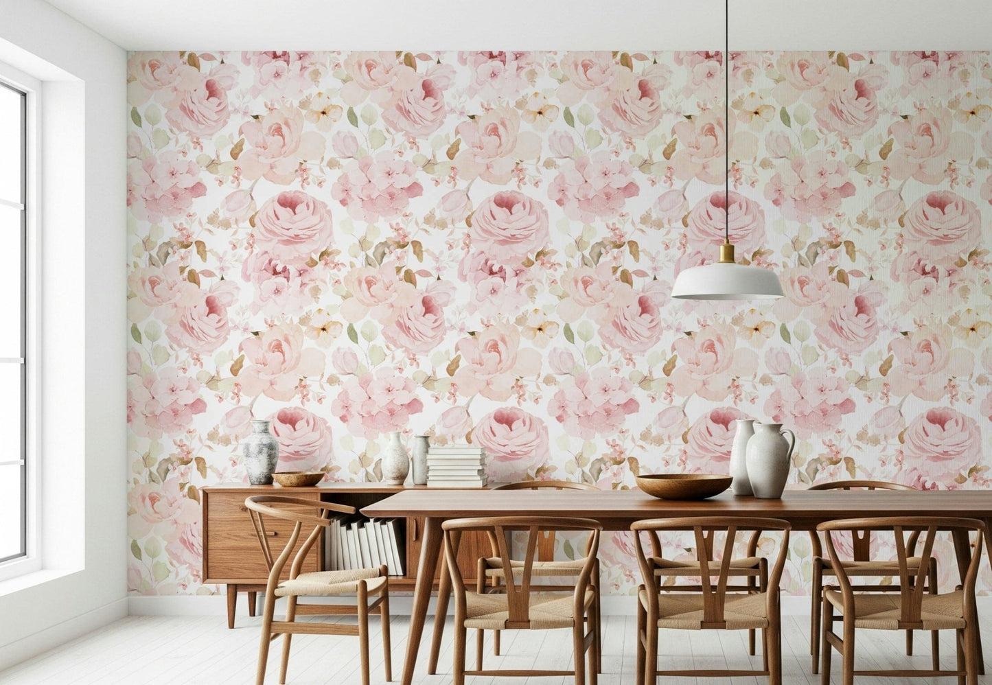 Blush Rose Summer Garden wallpaper vintage style roses