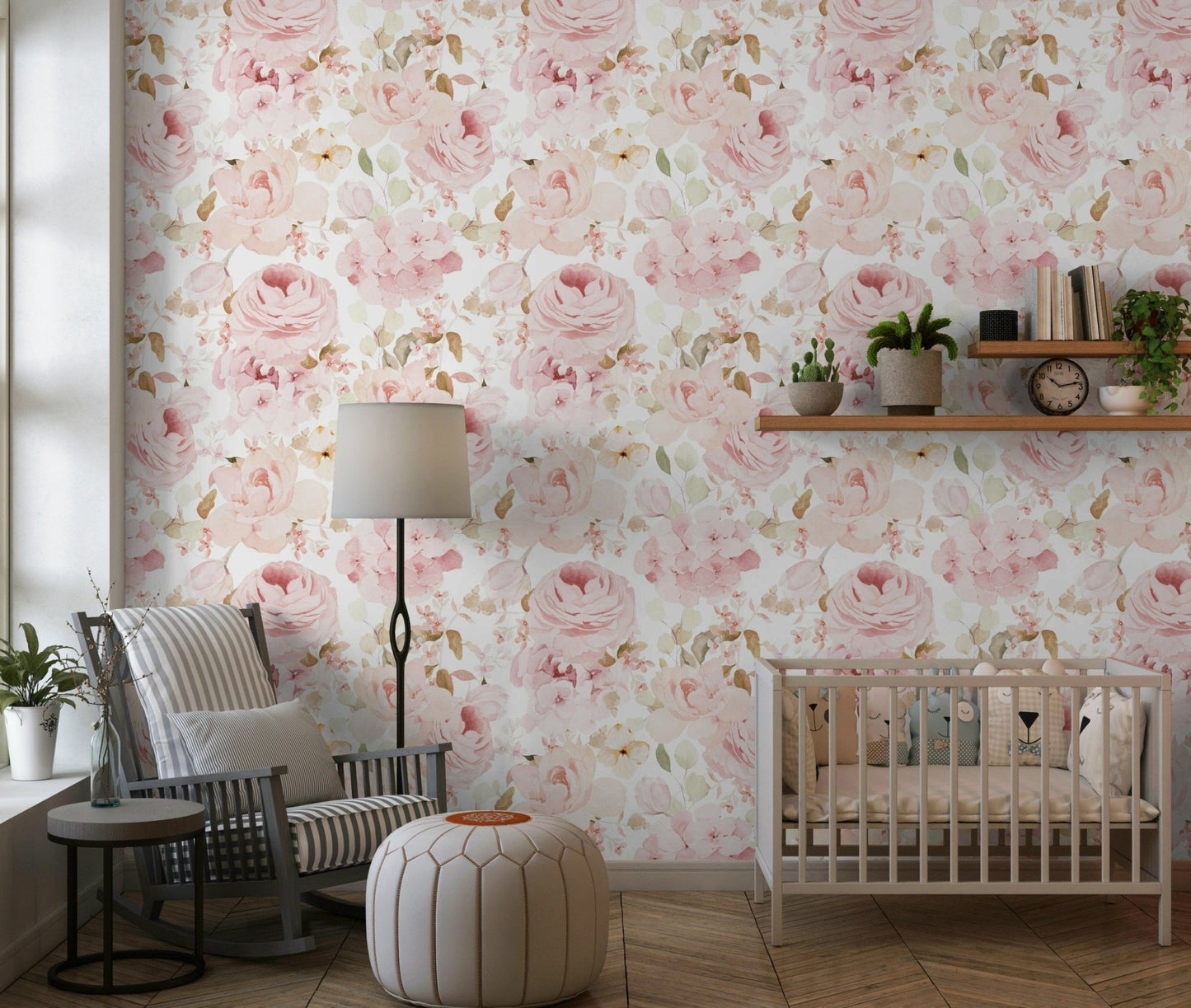 Delicate Summer Garden floral wall covering pink aesthetic