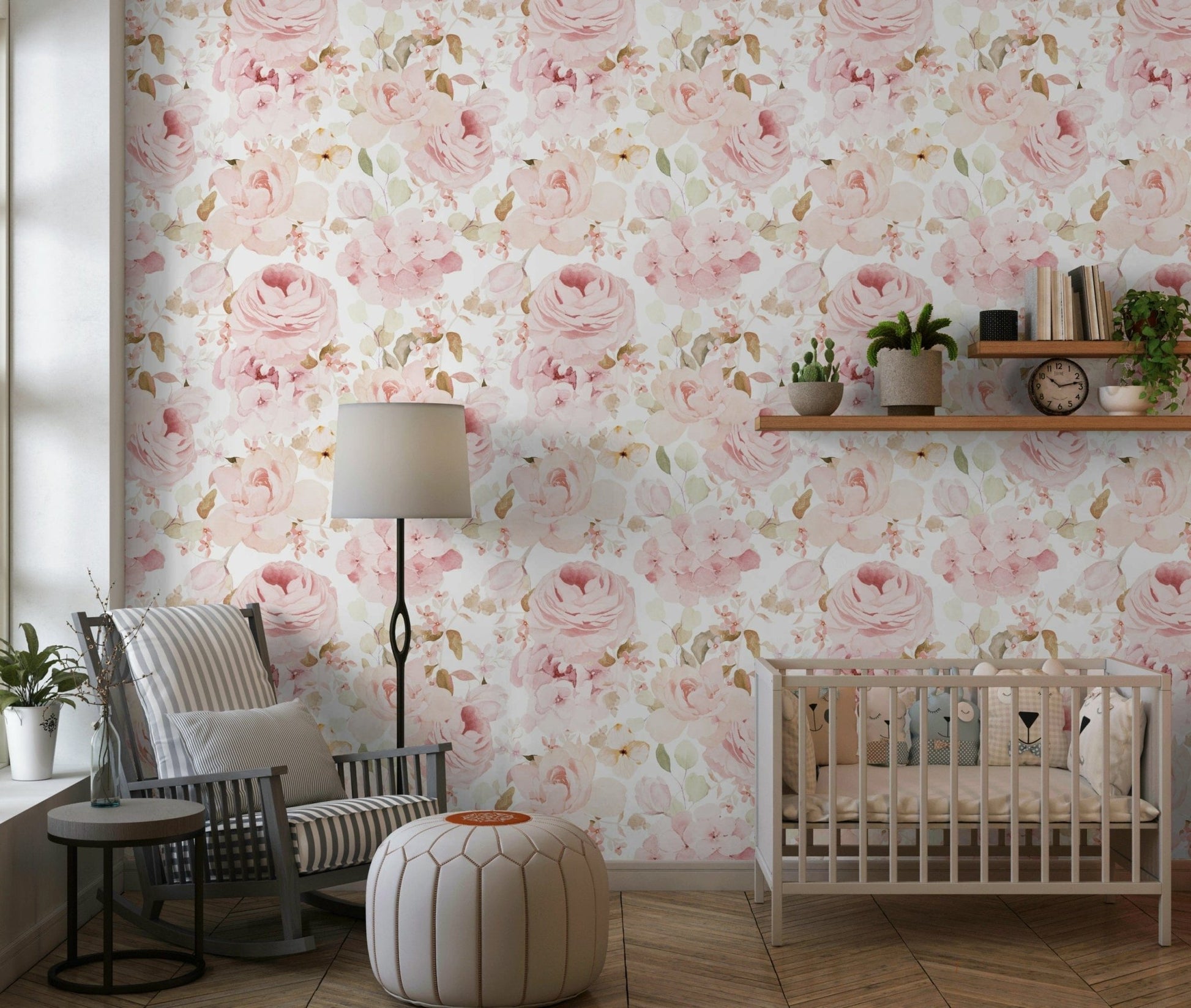 Delicate Summer Garden floral wall covering pink aesthetic