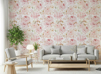 Blush Rose Summer Garden wall mural soft pink flowers