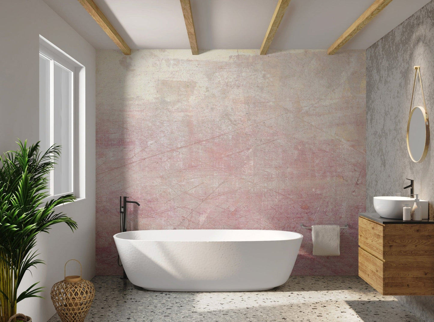 Calm and Serene Blush Textured Wall Mural, AN01