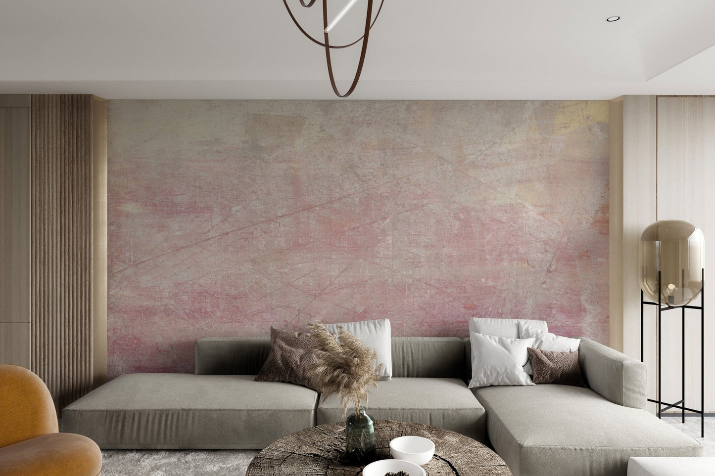Blush Serenity Textured Wallpaper Mural, AN01