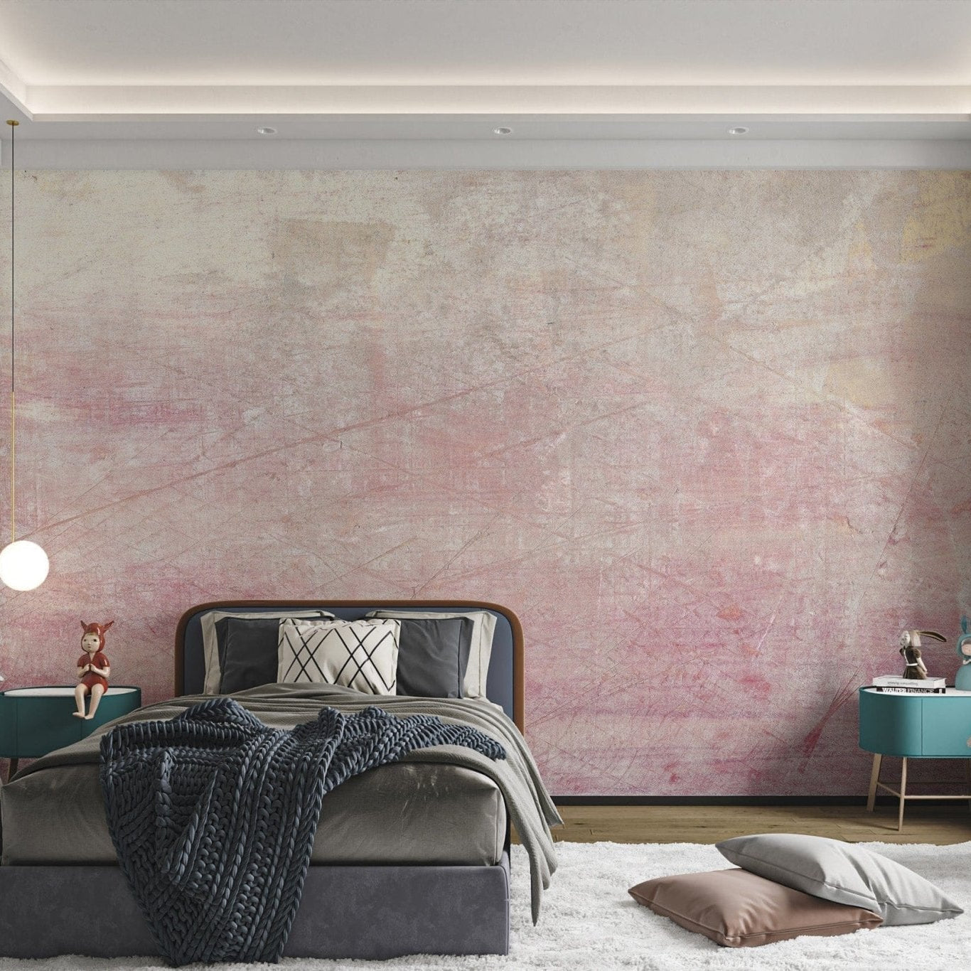 Minimalist Blush Textured Wallpaper Design, AN01