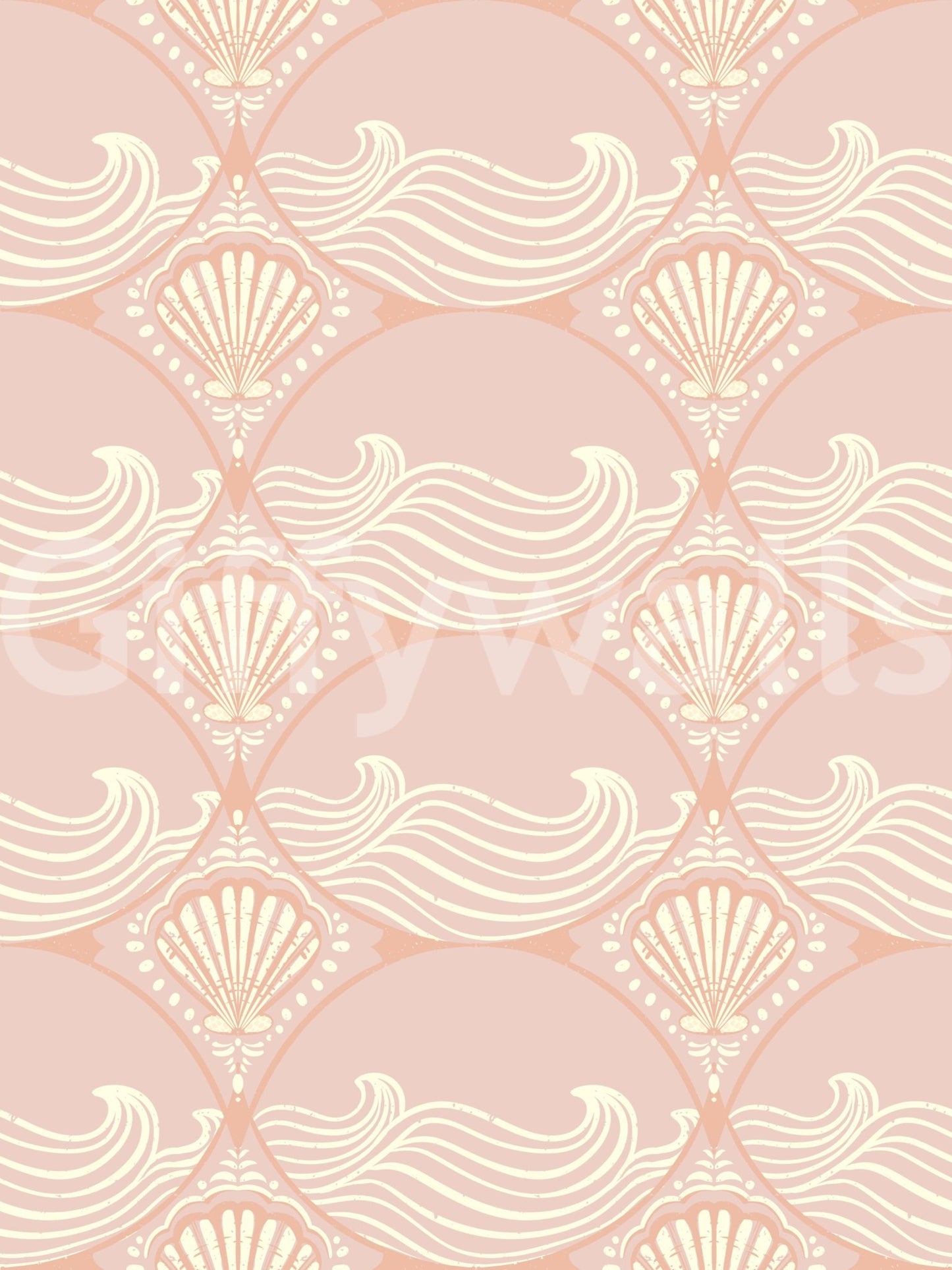 This removable Blush Shell and Wave Pattern Wallpaper works for temporary dwellings.