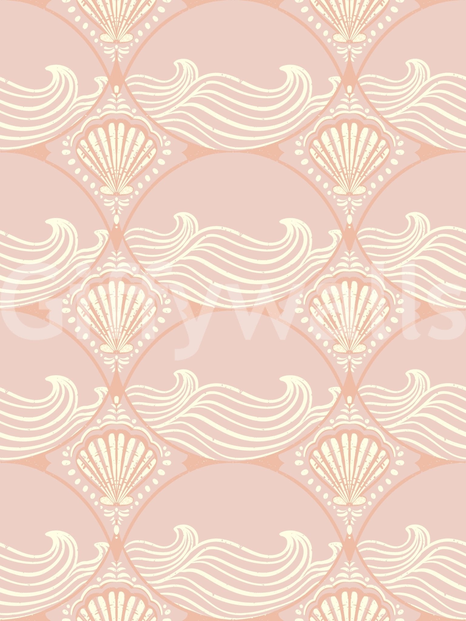 This removable Blush Shell and Wave Pattern Wallpaper works for temporary dwellings.