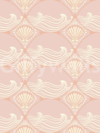 This removable Blush Shell and Wave Pattern Wallpaper works for temporary dwellings.