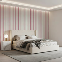 Minimal Bedroom with Blush Stripes Wallpaper and balanced line layout, GD8224