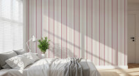 Bright bedroom styled using blush stripe wallpaper with subtle pink tones, GD8224