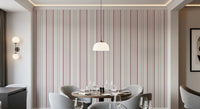 Dining space designed with blush stripe wallpaper and soft vertical accents, GD8224