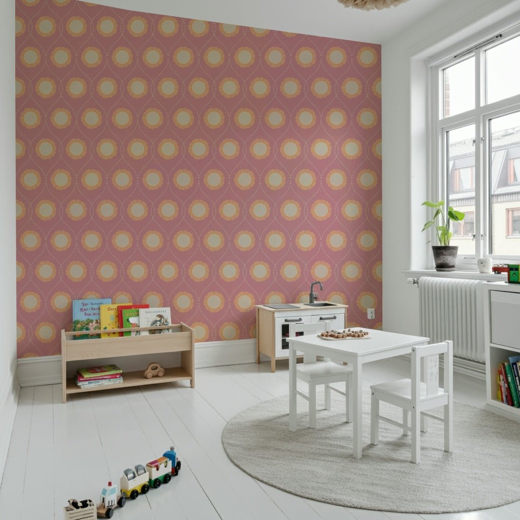 Subtle Blush Sunburst Wallpaper⁠ dotted trellis