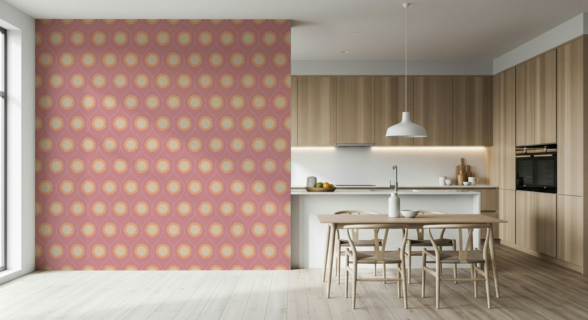 Delicate Blush Sunburst Wallpaper⁠ room decor