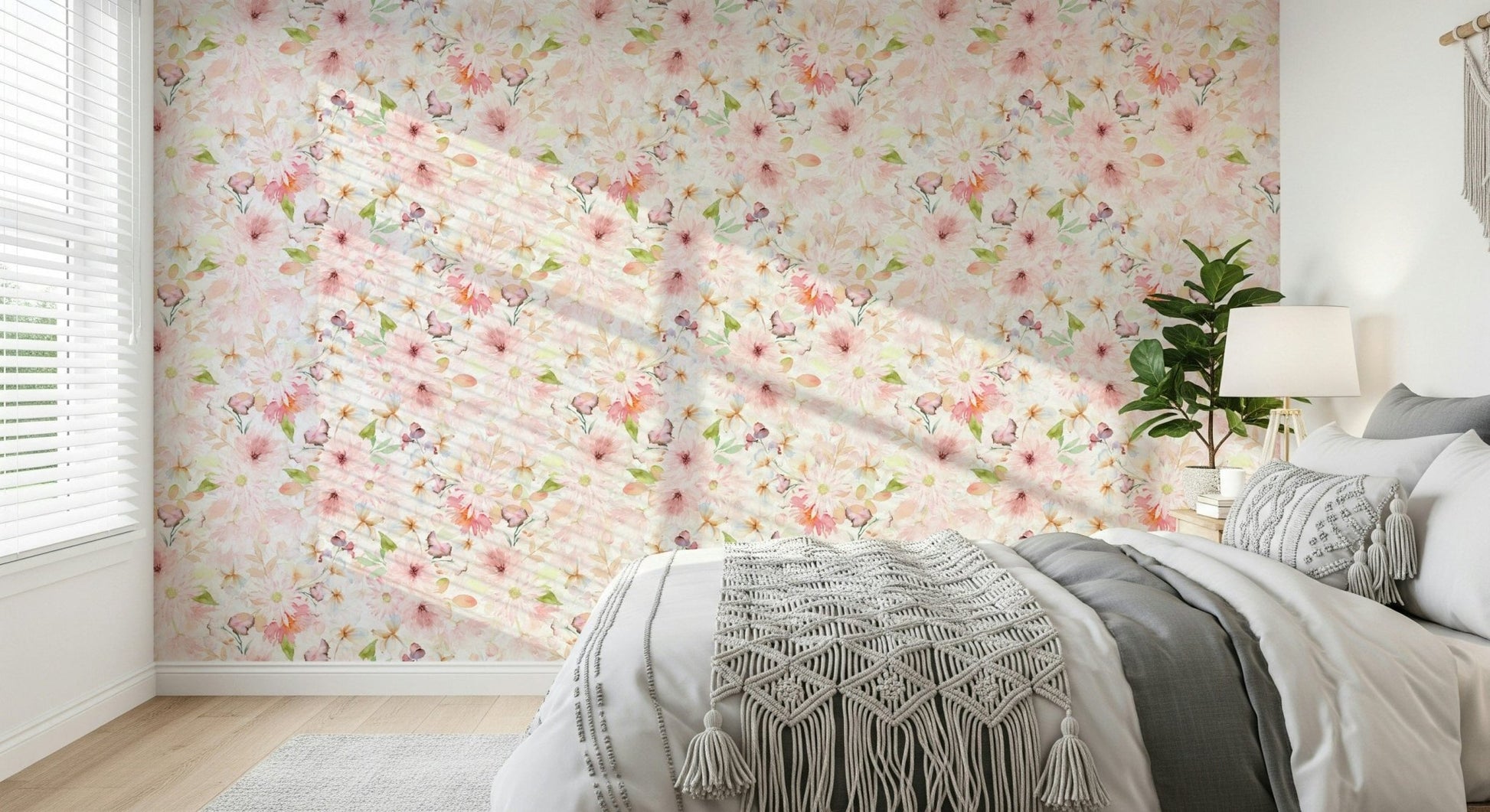 Blush Watercolor Blooms Wallpaper⁠