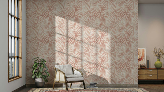 Soft blush pink zebra stripe wallpaper pattern

