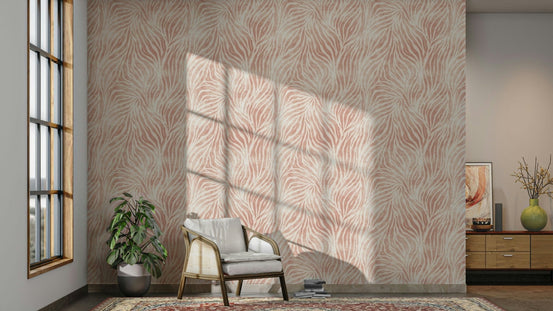 Soft blush pink zebra stripe wallpaper pattern GD514

