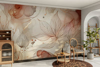 Blushing botanical wall mural for peaceful rooms

