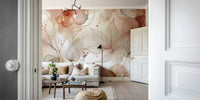 Blushing botanical wall mural for serene spaces

