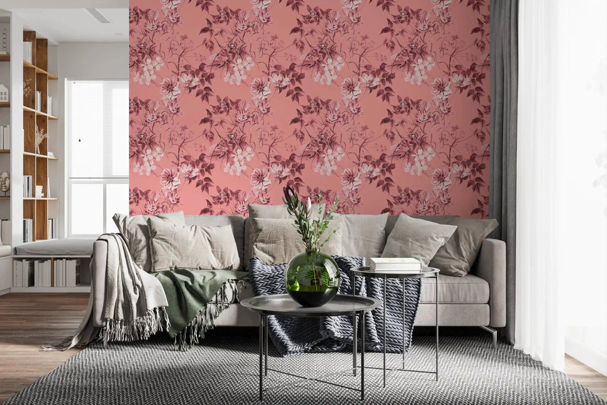 Soft botanical Flower Prints wallpaper with blush tones and floral contrast, GD9368