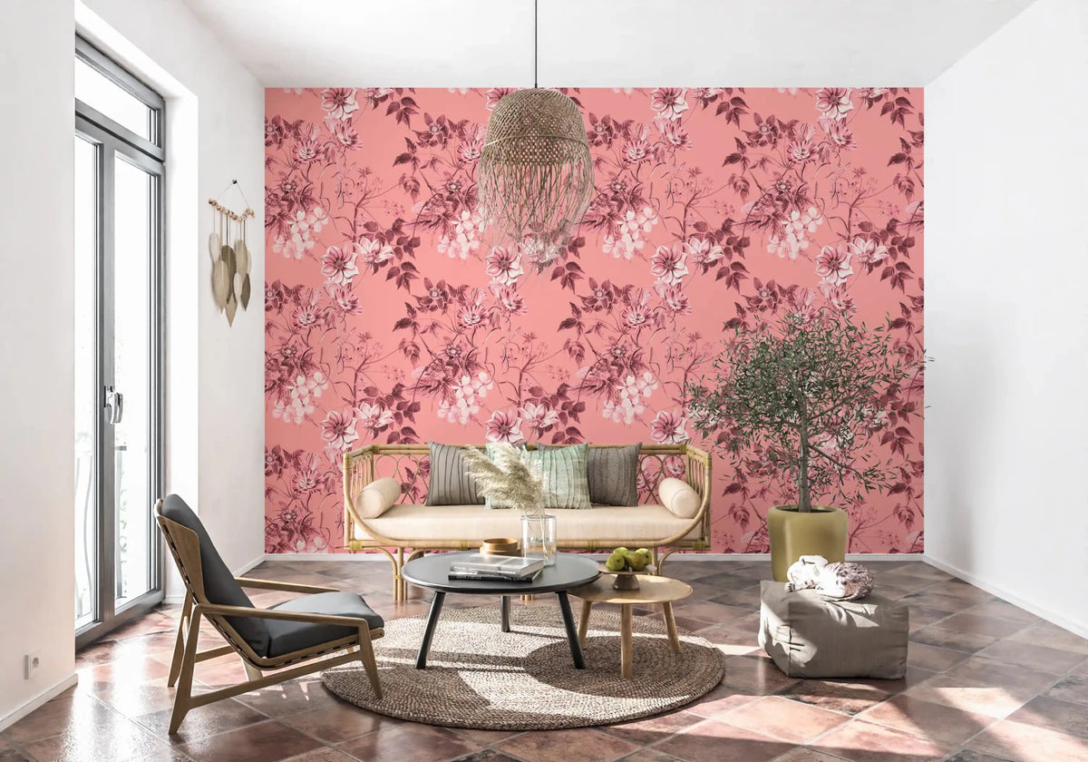Hallway featuring Blushing Flower wallpaper and vintage botanical detail, GD9368