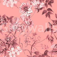 Floral sketch Blushing Flower wallpaper with soft petals and leafy accents, GD9368