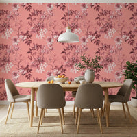 Flower Prints wallpaper showing pink petals and delicate leafy branches, GD9368