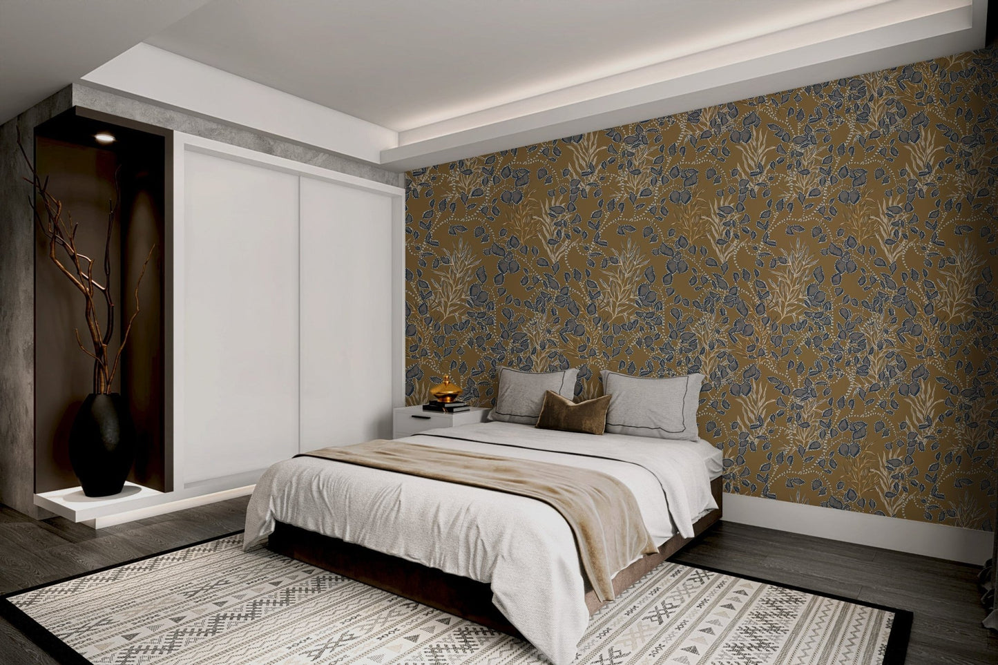 Intricate Amber Jewel Bohemian Wallpaper, AN05