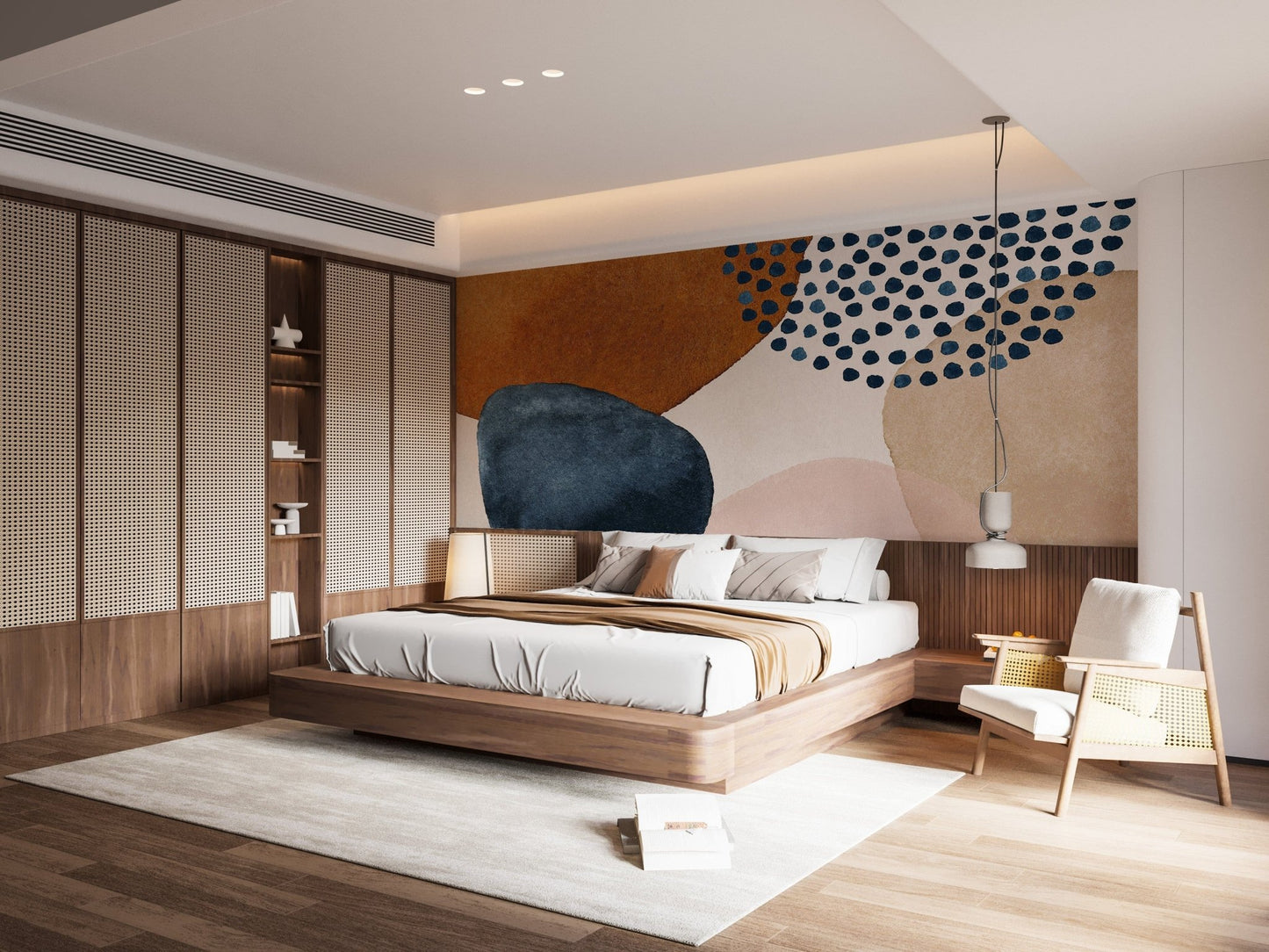 Bohemian Beige Watercolor Mural Wallpaper