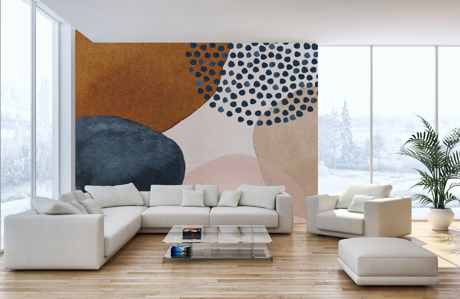Bohemian Beige Watercolor Wallpaper Mural