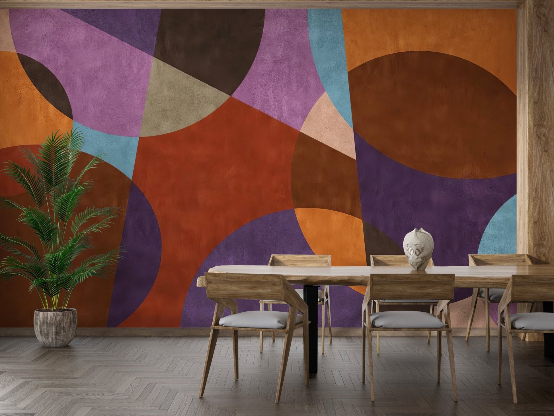 Create a cozy dining space with the Bohemian Chic Wallpaper design.
