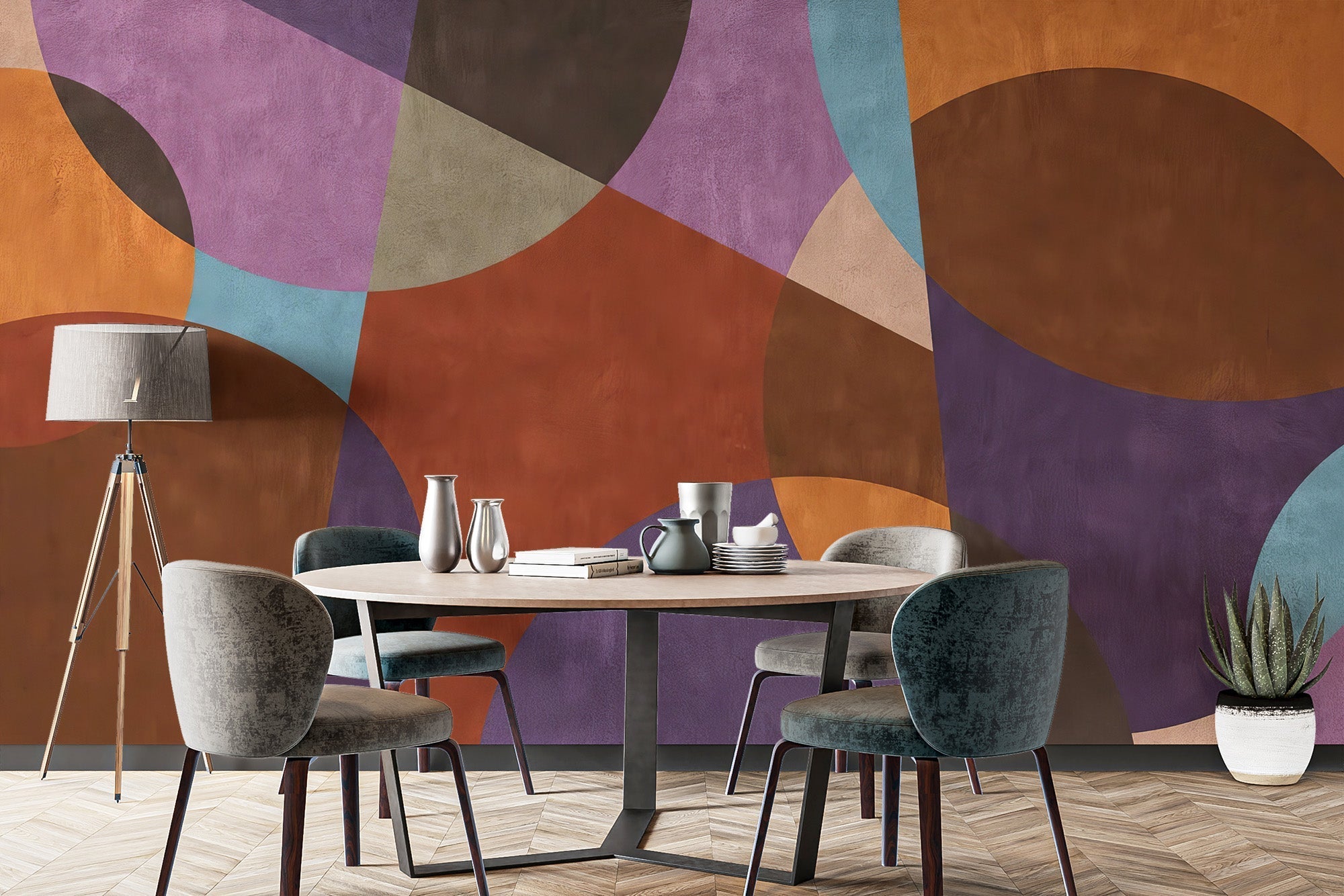 Bohemian Chic Wall Mural adds charm to boho-inspired dining rooms. C388