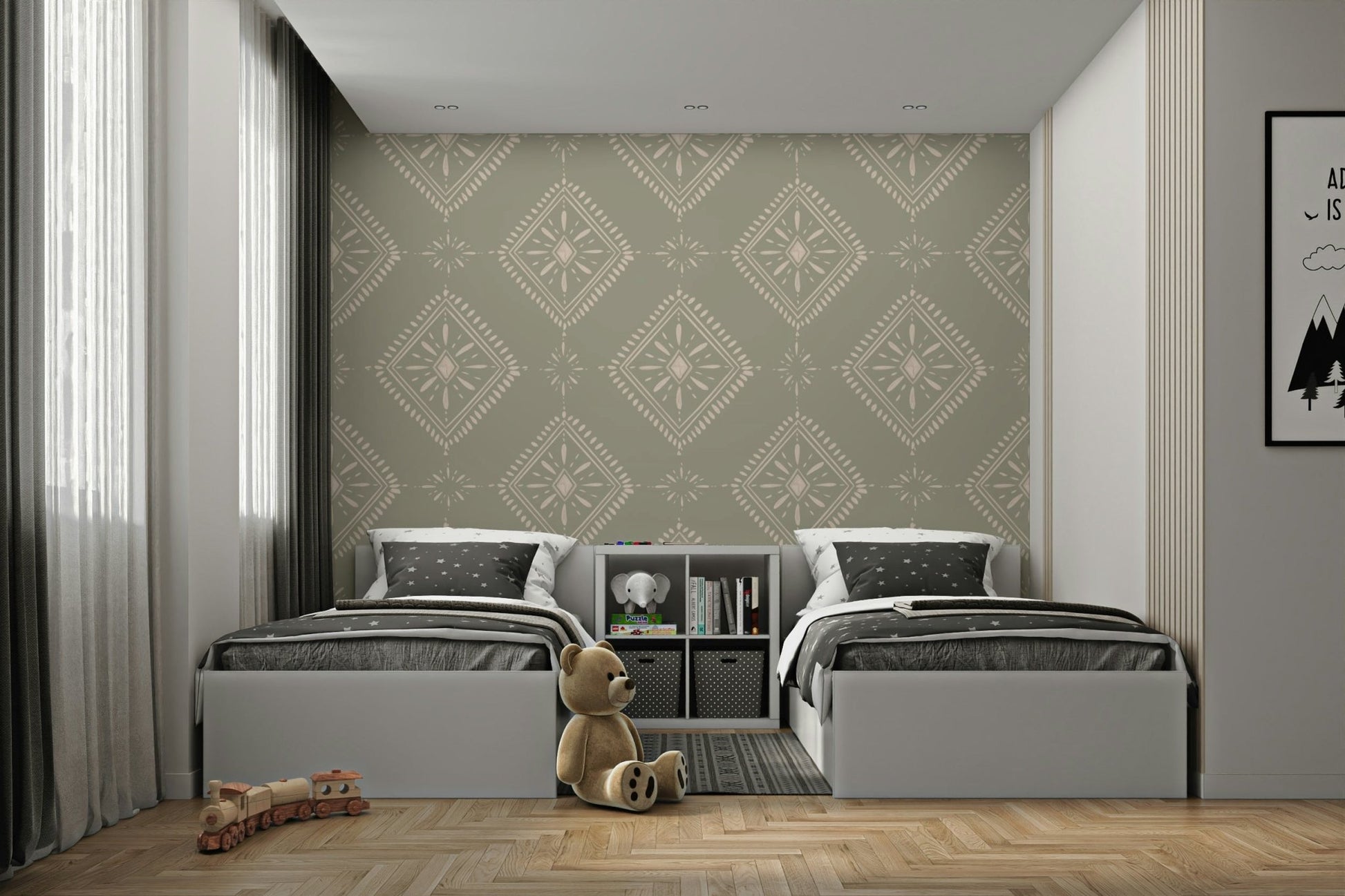 Durable wallpaper for walls with artistic pattern

