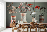Decorative vessels Bohemian Floral Collection Wall Mural, unique home decor accent.