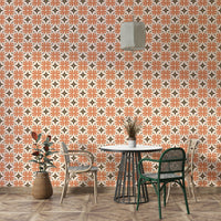 Stylish bohemian orange tile wallpaper for interiors

