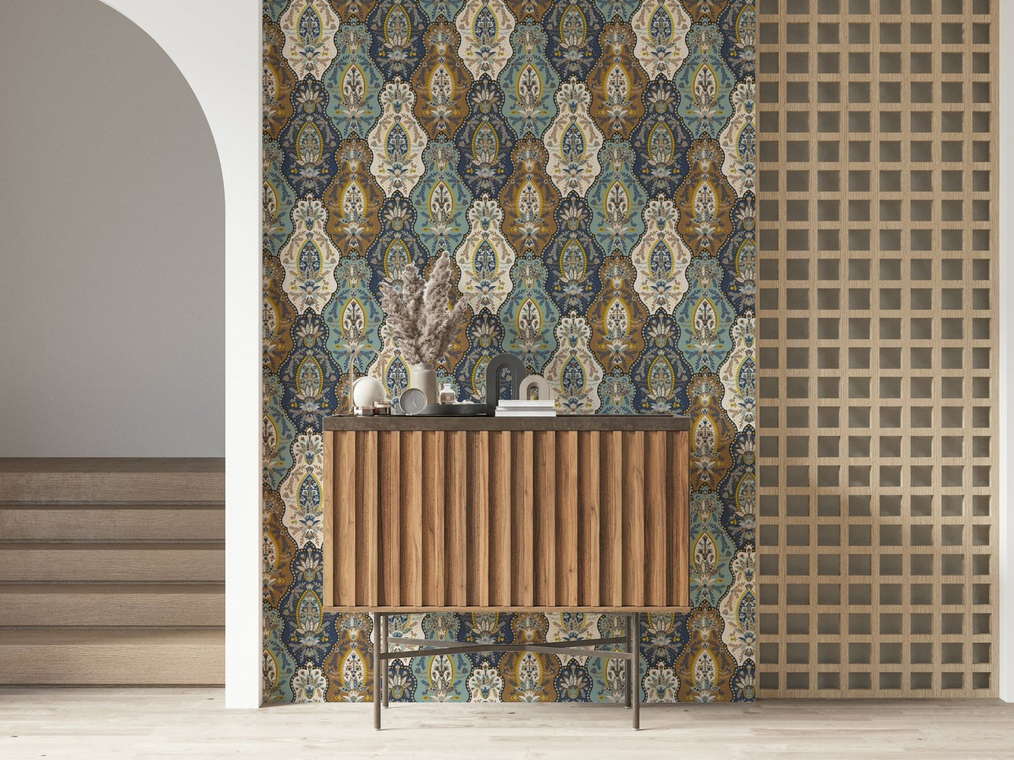 Rich multi-colored paisley, Bohemian Paisley wall mural.