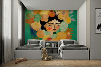 serene and colorful portrait mural

