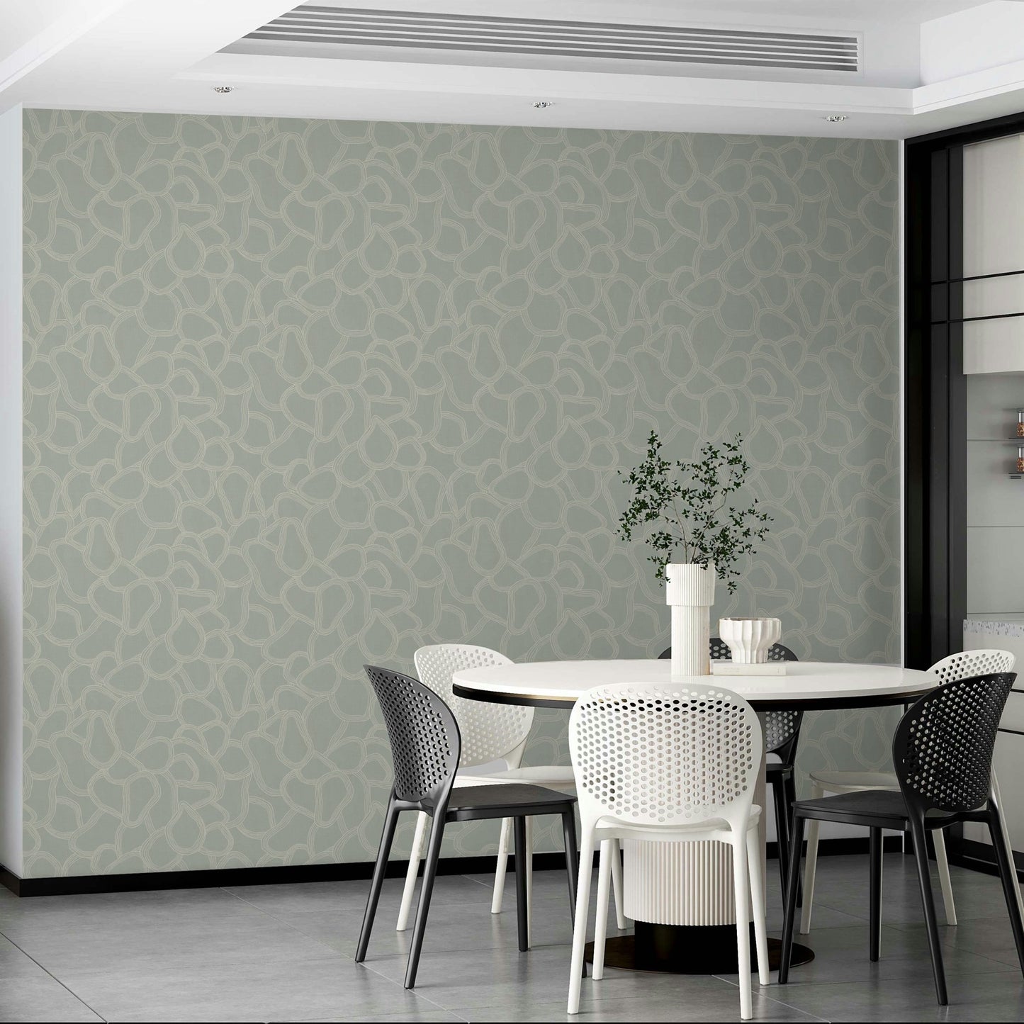 Soft green and cream boho wallpaper pattern

