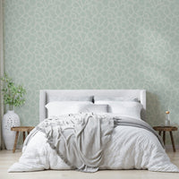 Cream and green boho wallpaper with arches

