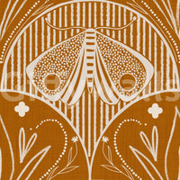 Vintage inspired insect motif Boho Art Nouveau Scallop Butterfly Floral in Burnt Orange.