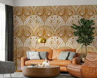 Boho Butterfly Cream Burnt Orange wall treatment.