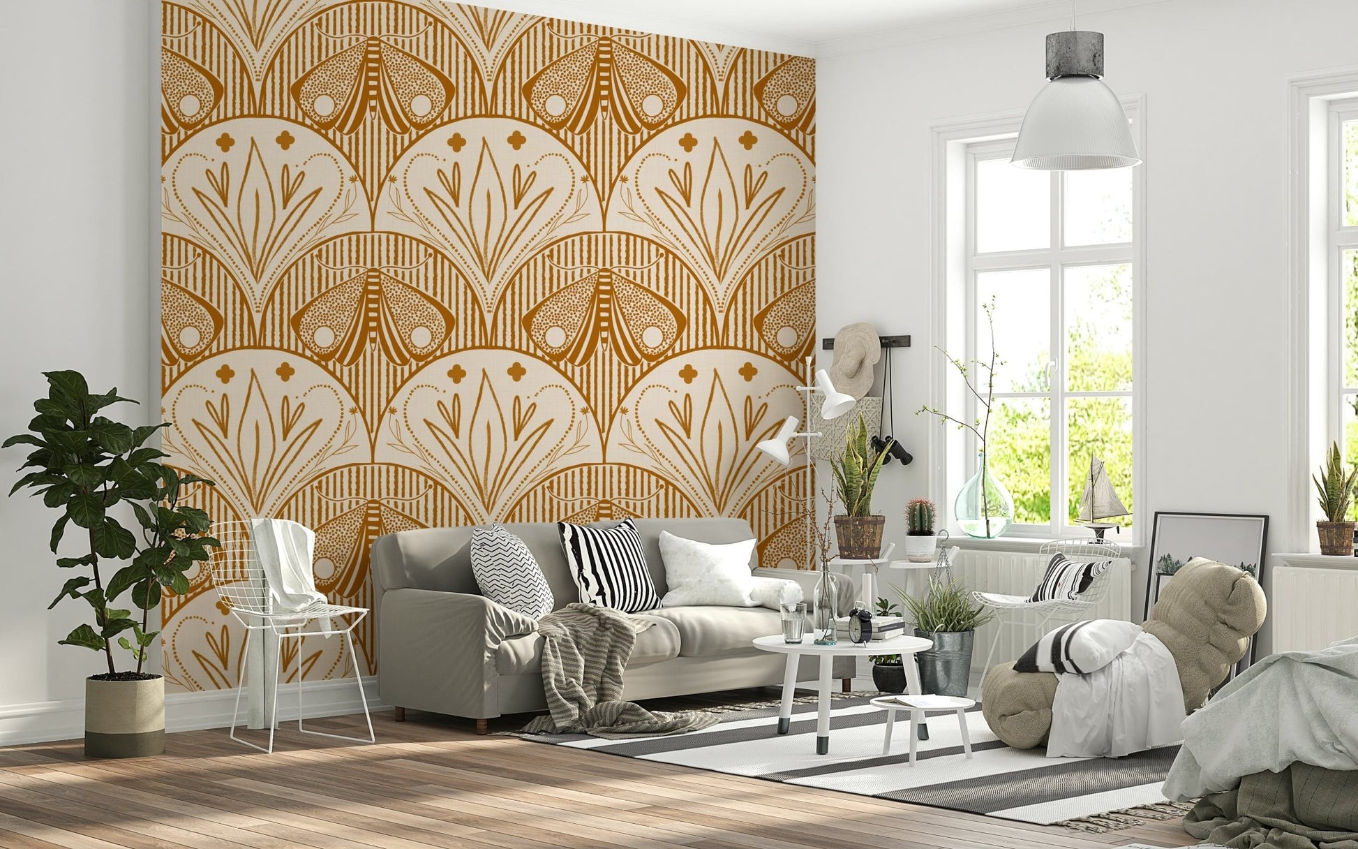 Elegant Floral Scallop wallpaper for walls.