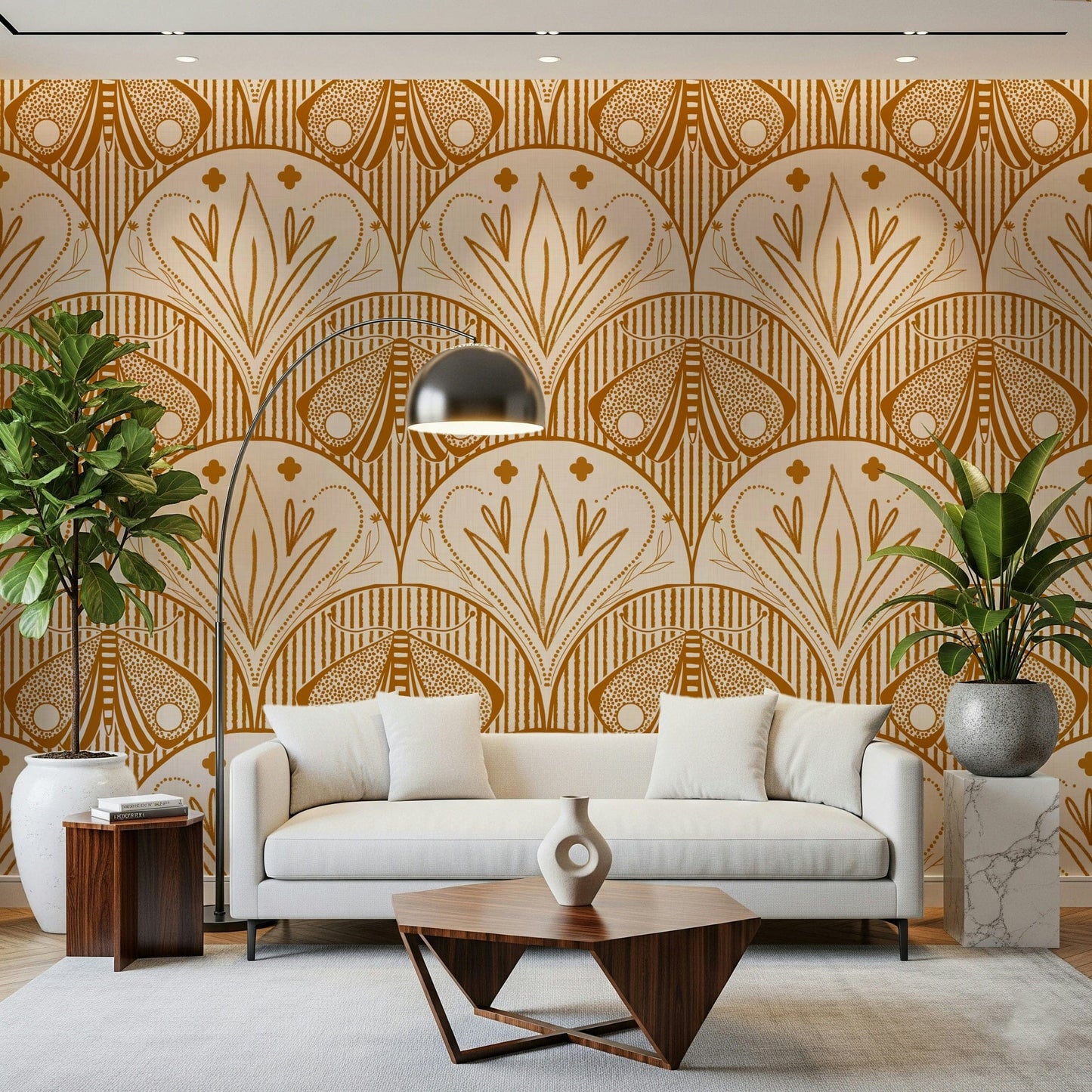 Stylish Butterfly wallcovering Boho Art Nouveau.